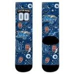 Middle Tennessee Blue Raiders Socks Customized Scattered Icons Blue Best Selling