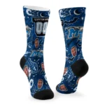 Middle Tennessee Blue Raiders Socks Customized Scattered Icons Blue Best Selling
