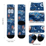Middle Tennessee Blue Raiders Socks Customized Scattered Icons Blue Best Selling