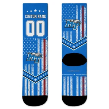 Middle Tennessee Blue Raiders Socks Customized Star Stripes Blue White Best Selling