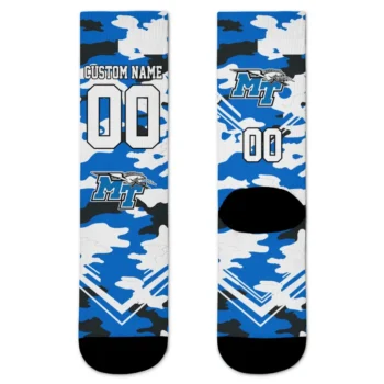 Middle Tennessee Blue Raiders Socks Customized Woodland Camo Blue Best Selling