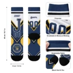 Milwaukee Brewers Socks Custom Arrow Blocks Navy Blue Best Selling