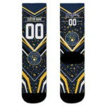 Milwaukee Brewers Socks Custom Leopard Print Navy Blue Black Best Selling