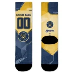 Milwaukee Brewers Socks Customized Geometric Tech Navy Blue Best Selling