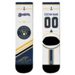 Milwaukee Brewers Socks - Personalized Nautical Icons Navy Blue White