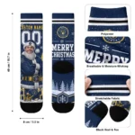 Milwaukee Brewers Socks Personalized Snowy Scene Navy Blue White Best Selling