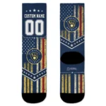 Milwaukee Brewers Socks Personalized Star Stripes Navy Blue White Best Selling