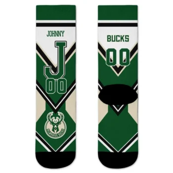 Milwaukee Bucks Socks Custom Arrow Blocks Green Best Selling