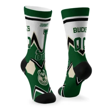 Milwaukee Bucks Socks Custom Arrow Blocks Green Fashion Forward