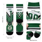 Milwaukee Bucks Socks Custom Arrow Blocks Green Best Selling