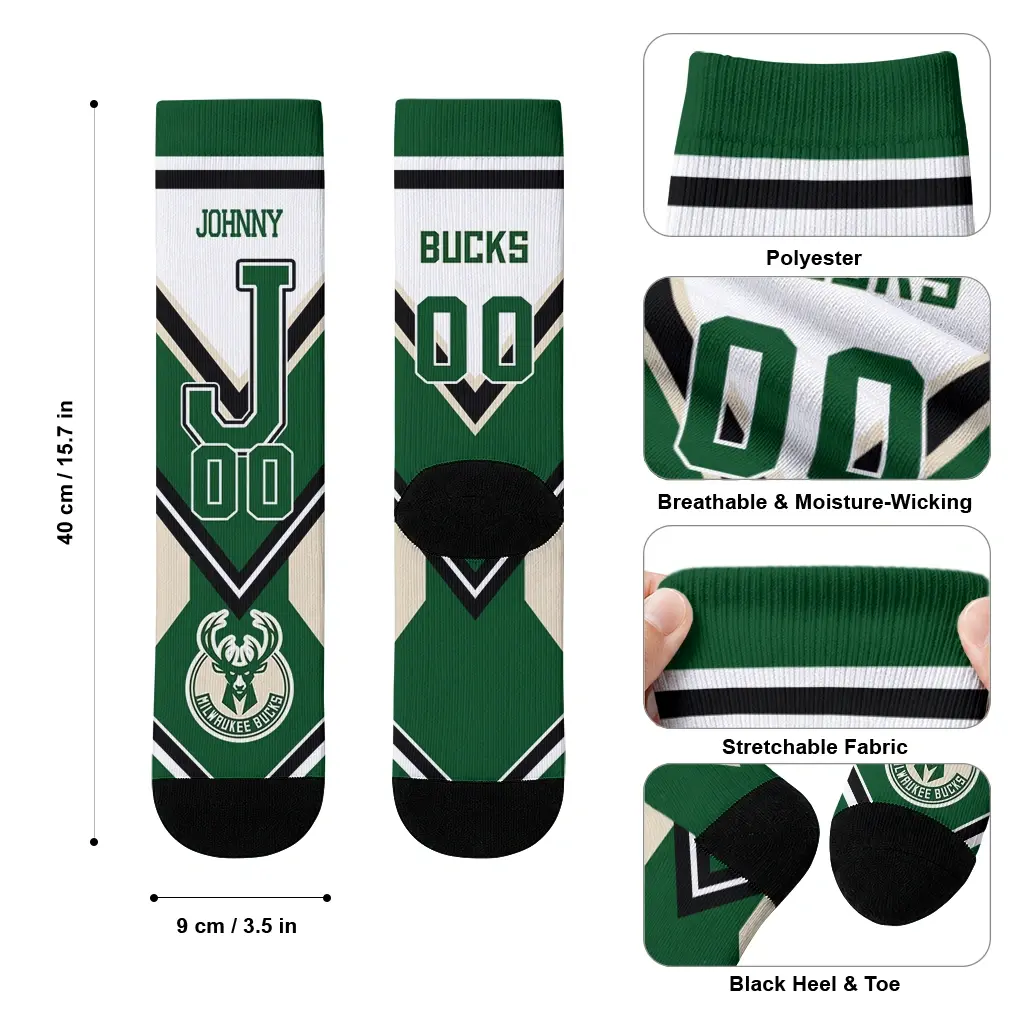 Milwaukee Bucks Socks Custom Arrow Blocks Green High Quality Milwaukee Bucks Socks Custom Arrow Blocks Green High Quality