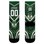 Milwaukee Bucks Socks Custom Leopard Print Green Black Best Selling