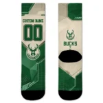 Milwaukee Bucks Socks Customized Geometric Tech Green Best Selling