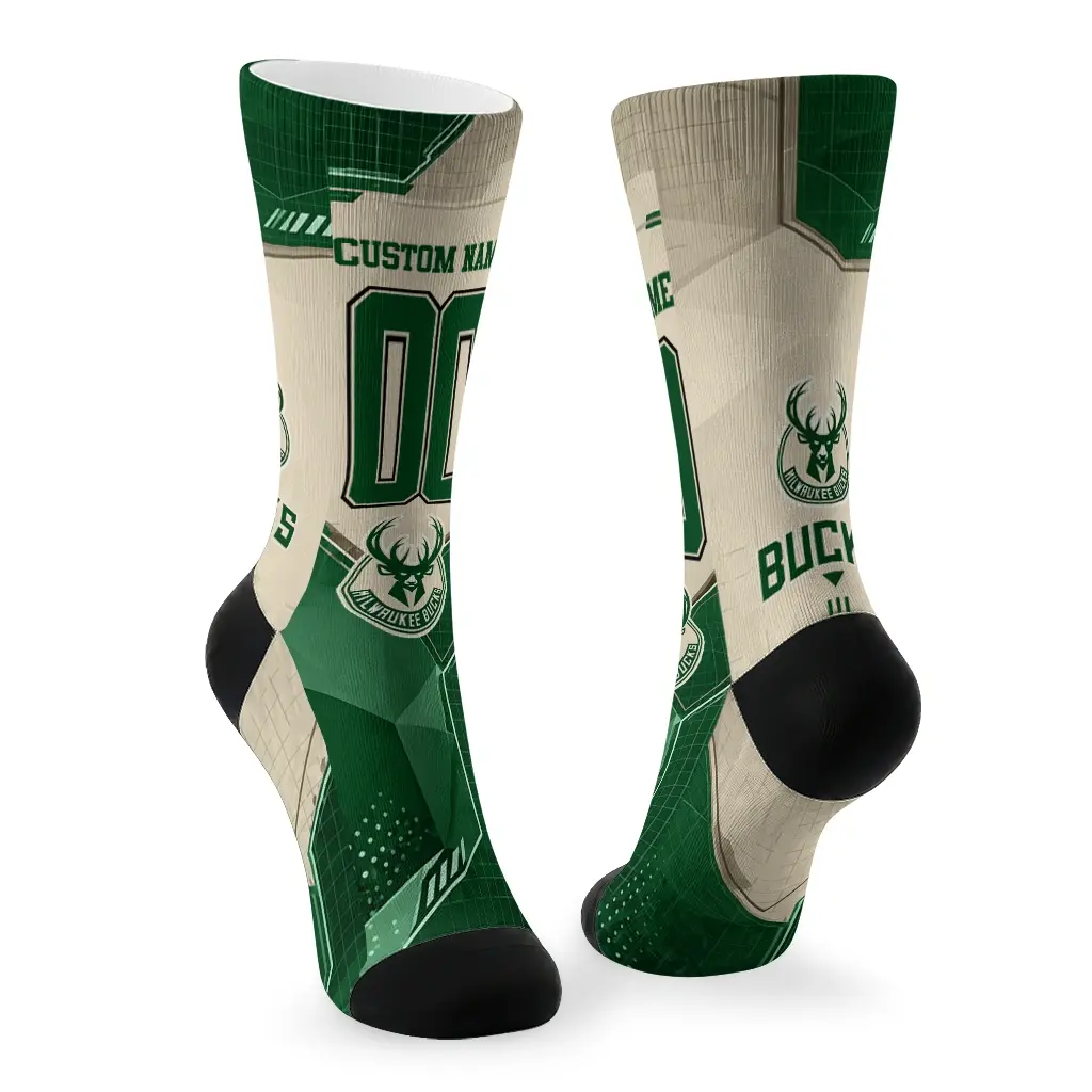 Milwaukee Bucks Socks Customized Geometric Tech Green Fashion Forward Milwaukee Bucks Socks Customized Geometric Tech Green Fashion Forward