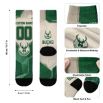 Milwaukee Bucks Socks Customized Geometric Tech Green Best Selling