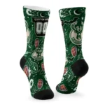 Milwaukee Bucks Socks Customized Scattered Icons Green Best Selling