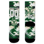 Milwaukee Bucks Socks Customized Woodland Camo Green Best Selling