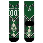 Milwaukee Bucks Socks Personalized Argyle Pattern Green Best Selling