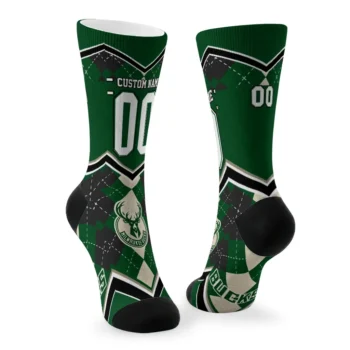 Milwaukee Bucks Socks Personalized Argyle Pattern Green Fashion Forward