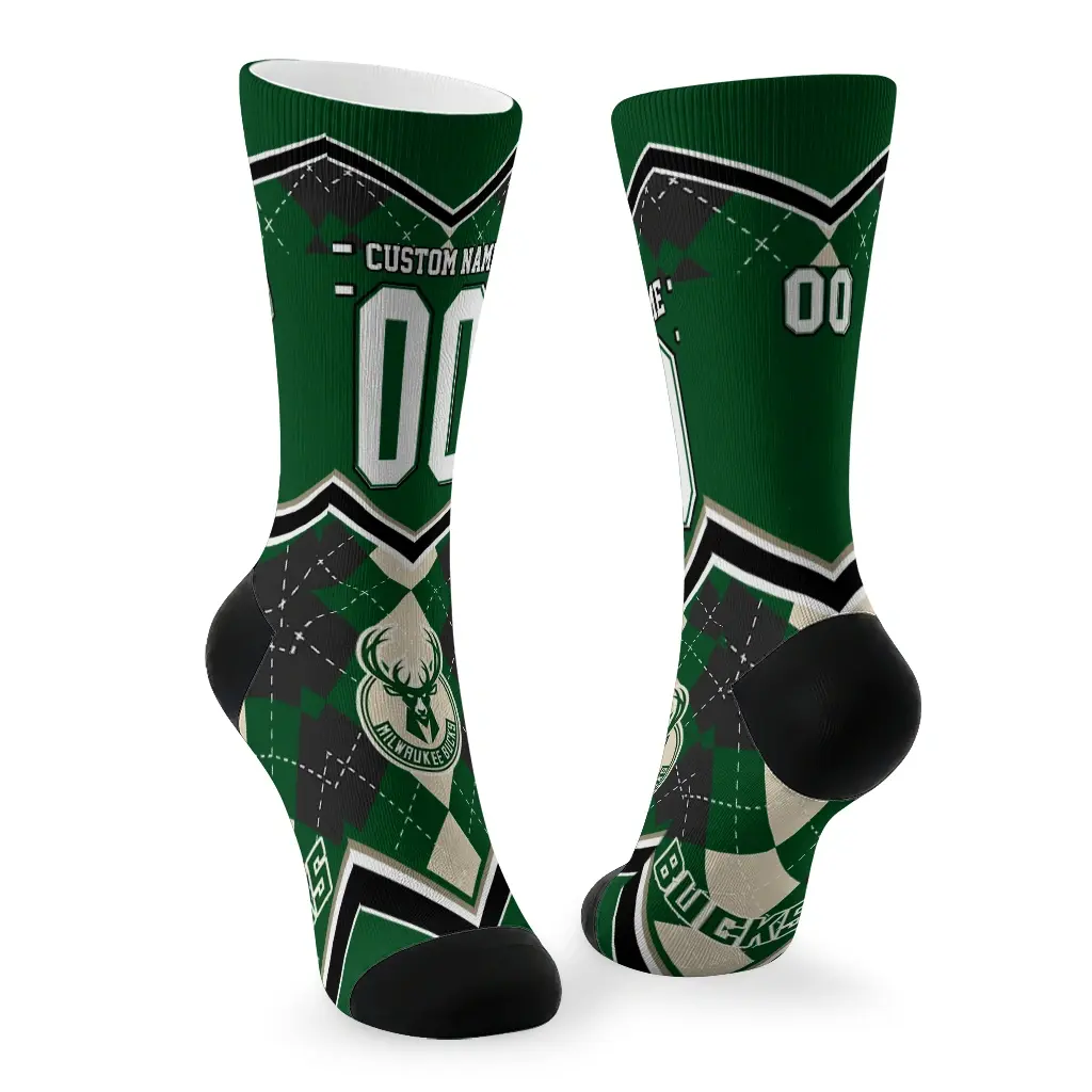 Milwaukee Bucks Socks Personalized Argyle Pattern Green Fashion Forward Milwaukee Bucks Socks Personalized Argyle Pattern Green Fashion Forward