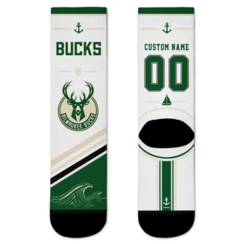 Milwaukee Bucks Socks - Personalized Nautical Icons Green White
