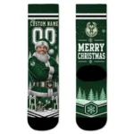 Milwaukee Bucks Socks Personalized Snowy Scene Green White Best Selling
