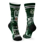 Milwaukee Bucks Socks Personalized Snowy Scene Green White Best Selling