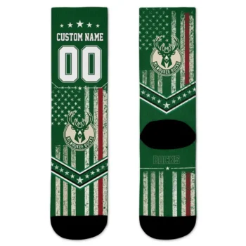 Milwaukee Bucks Socks Personalized Star Stripes Green White Best Selling