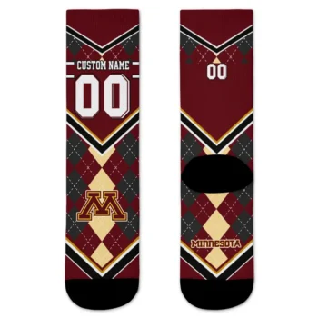 Minnesota Golden Gophers Socks Personalized Argyle Pattern Maroon Best Selling