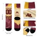 Minnesota Golden Gophers Socks Personalized Geometric Tech Maroon Best Selling