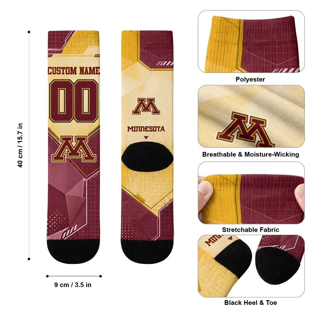 Minnesota Golden Gophers Socks Personalized Geometric Tech Maroon High Quality Minnesota Golden Gophers Socks Personalized Geometric Tech Maroon High Quality