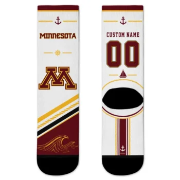 Minnesota Golden Gophers Socks Personalized Nautical Icons Maroon White Best Selling