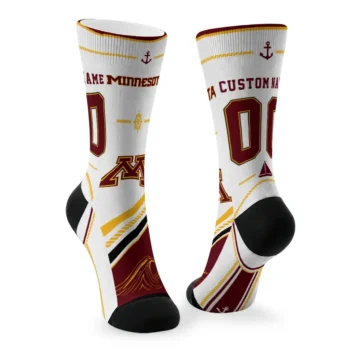 Minnesota Golden Gophers Socks Personalized Nautical Icons Maroon White Fashion Forward