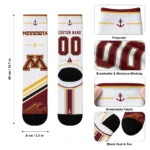 Minnesota Golden Gophers Socks Personalized Nautical Icons Maroon White Best Selling