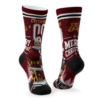 Minnesota Golden Gophers Socks Personalized Snowy Scene Maroon White Fashion Forward
