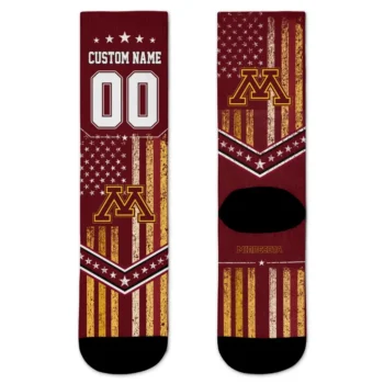 Minnesota Golden Gophers Socks Personalized Star Stripes Maroon White Best Selling