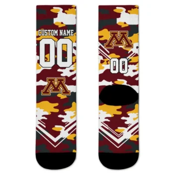 Minnesota Golden Gophers Socks Personalized Woodland Camo Maroon Best Selling