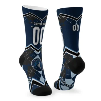 Minnesota Timberwolves Socks Custom Argyle Pattern Midnight Blue Fashion Forward