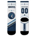 Minnesota Timberwolves Socks - Custom Nautical Icons Midnight Blue White