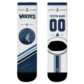 Minnesota Timberwolves Socks - Custom Nautical Icons Midnight Blue White