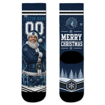 Minnesota Timberwolves Socks Custom Snowy Scene Midnight Blue White Best Selling