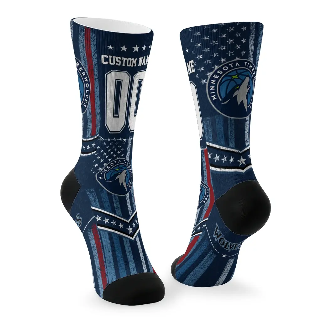 Minnesota Timberwolves Socks Custom Star Stripes Midnight Blue White Fashion Forward Minnesota Timberwolves Socks Custom Star Stripes Midnight Blue White Fashion Forward