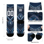 Minnesota Timberwolves Socks Customized Leopard Print Midnight Blue Black Best Selling