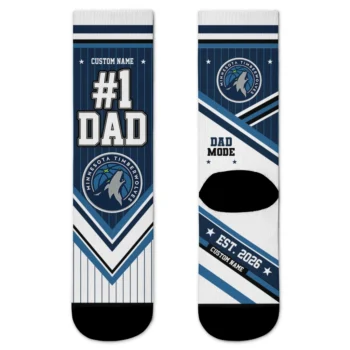 Minnesota Timberwolves Socks - Customized Pinstripe Chevron Midnight Blue White