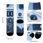Minnesota Timberwolves Socks Personalized Geometric Tech Midnight Blue Best Selling