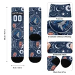 Minnesota Timberwolves Socks Personalized Scattered Icons Midnight Blue Best Selling