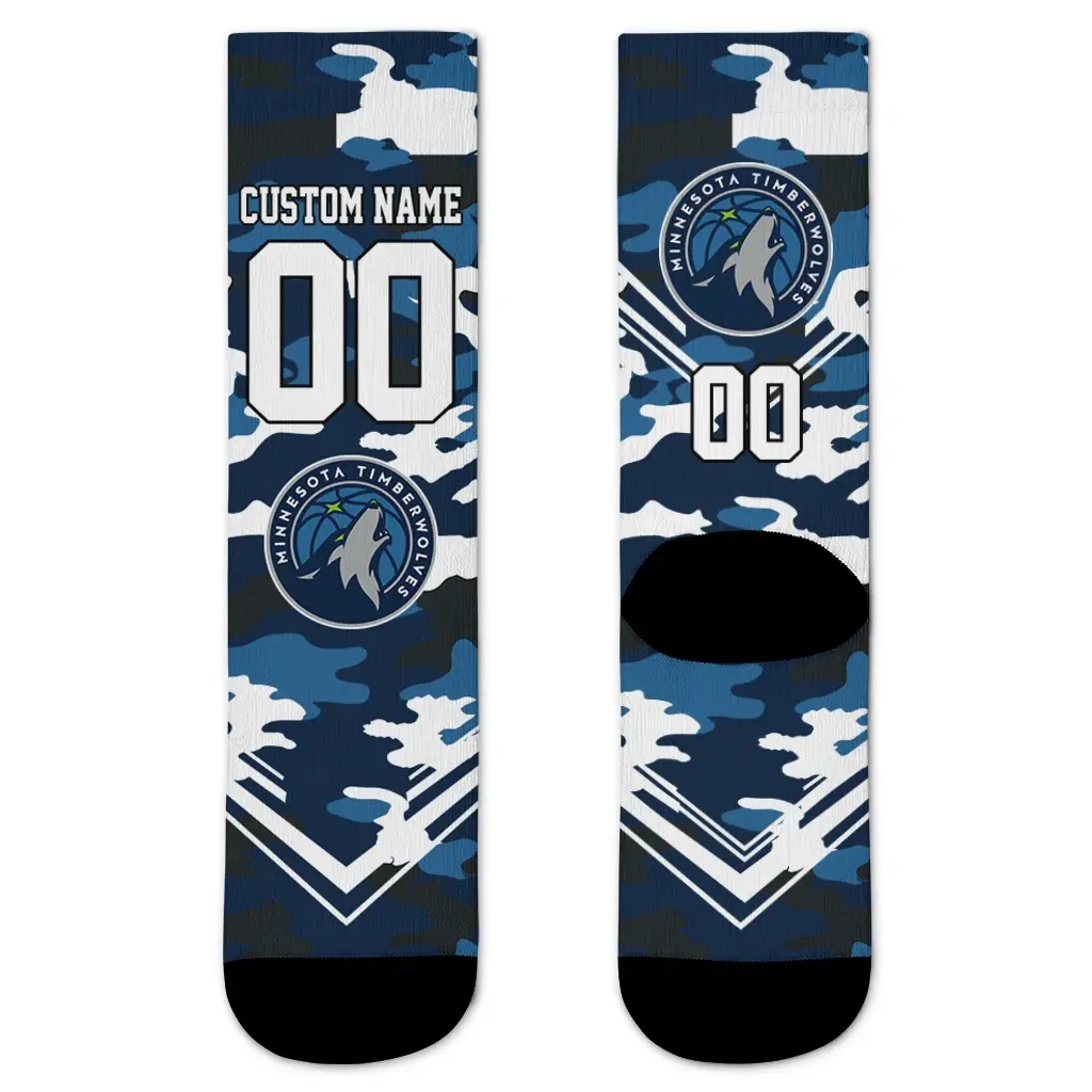 Minnesota Timberwolves Socks Personalized Woodland Camo Midnight Blue Best Selling Minnesota Timberwolves Socks Personalized Woodland Camo Midnight Blue Best Selling