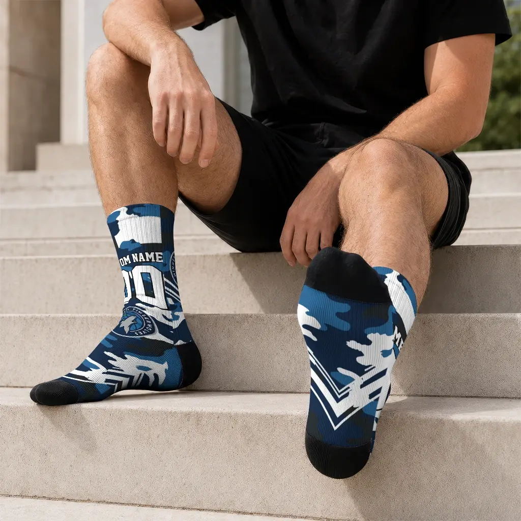 Minnesota Timberwolves Socks Personalized Woodland Camo Midnight Blue Latest Model Minnesota Timberwolves Socks Personalized Woodland Camo Midnight Blue Latest Model