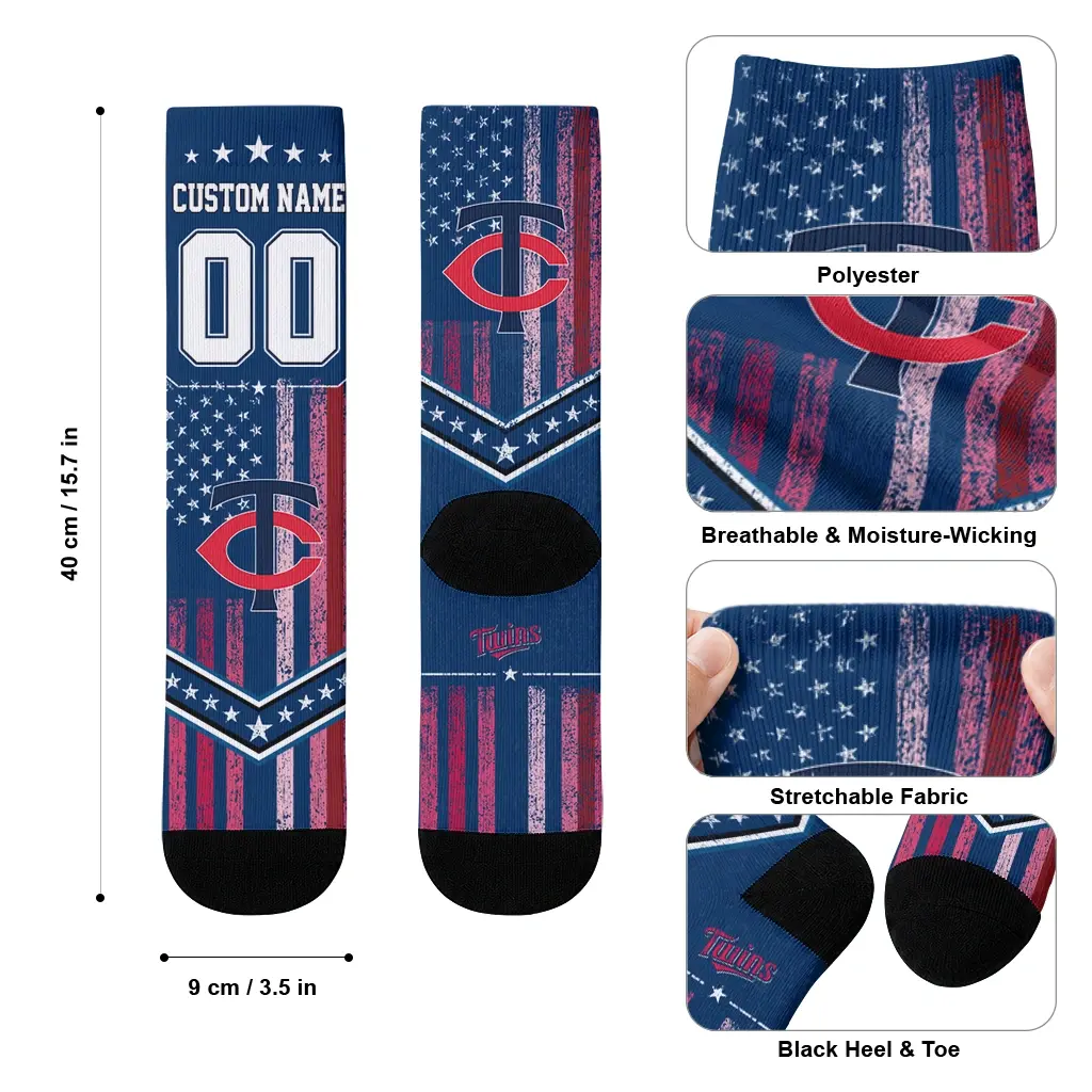 Minnesota Twins Socks Custom Star Stripes Navy White High Quality Minnesota Twins Socks Custom Star Stripes Navy White High Quality