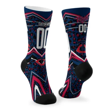 Minnesota Twins Socks Customized Leopard Print Navy Black Fashion Forward